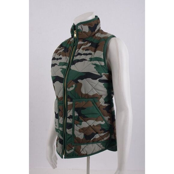 J. Crew Mercantile womens Camo Vest Jacket Puffer Green Brown XXS XX-small - Picture 4 of 6